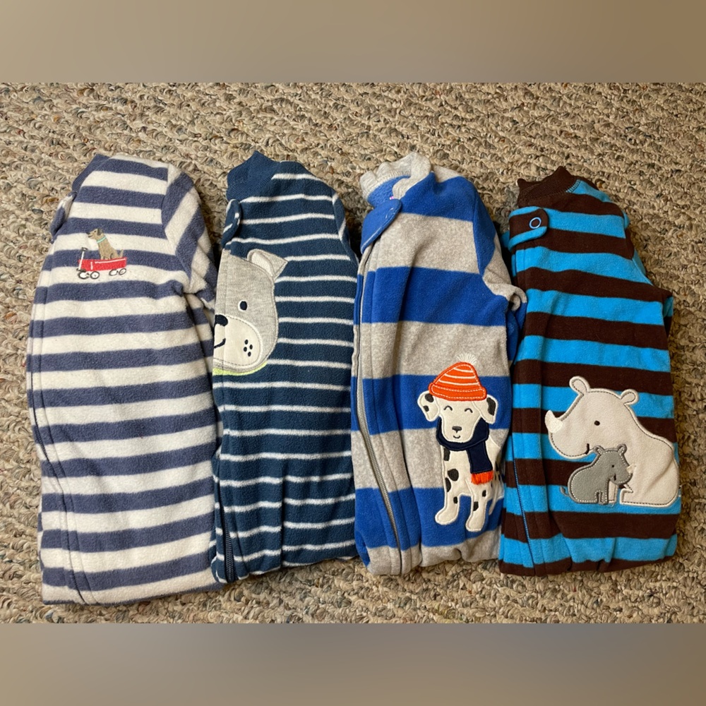 LOT OF 4 Baby Boy’s Fleece Sleepers Carter’s 3-6 Months